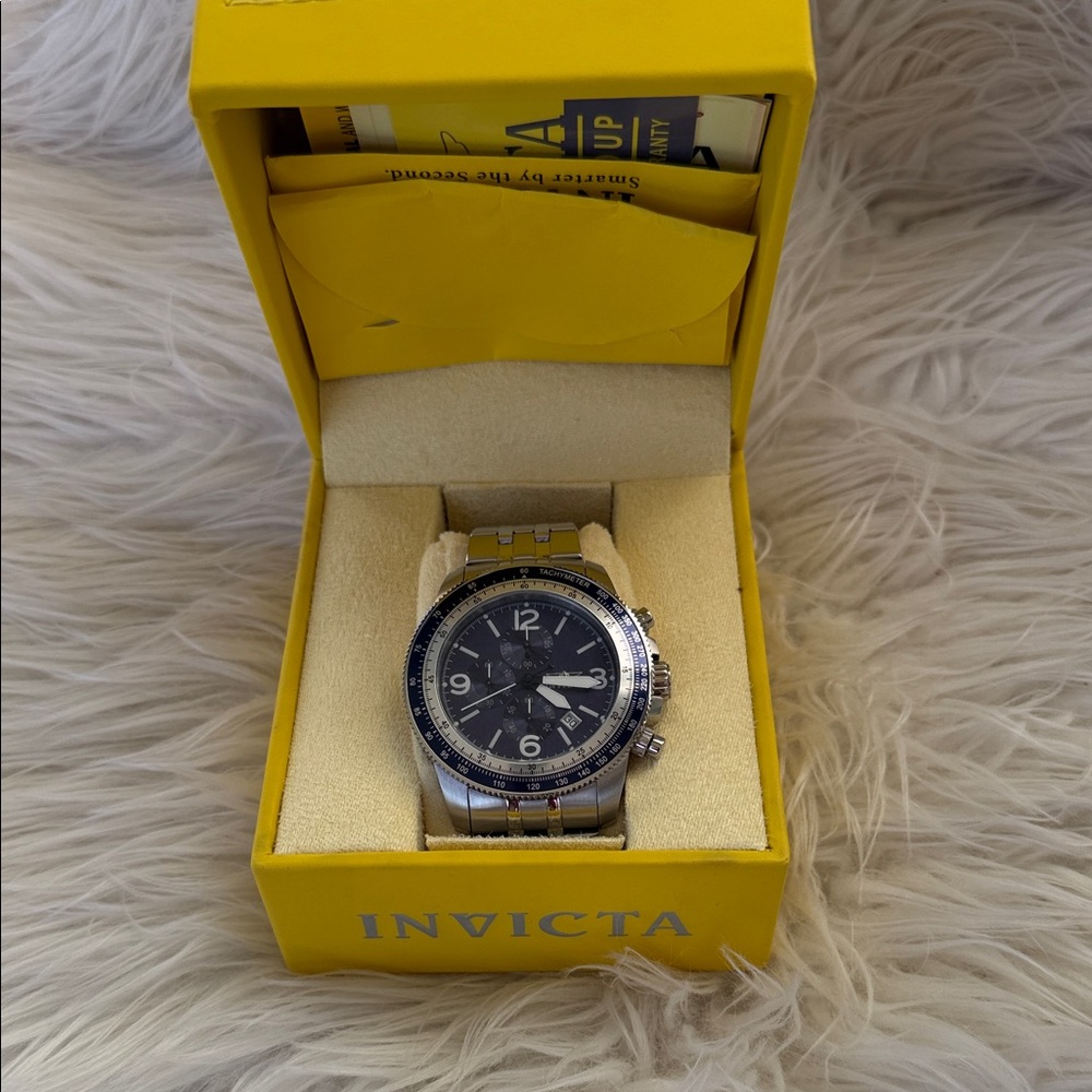 Invicta Men's Specialty Chronograph stainless steel watch with a black dail